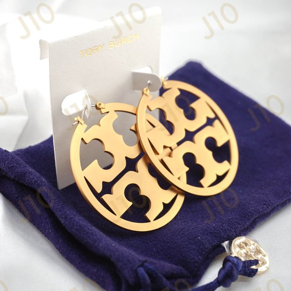 Tory Burch Miller Hoop Matte Circle Statement Earrings 18K Gold-Plated BRAND NEW - Picture 3 of 5